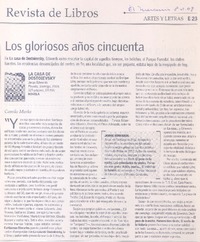 Los gloriosos años cincuenta  [artículo] Camilo Marks.