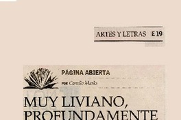 Muy liviano, profundamente culto  [artículo] Camilo Marks.