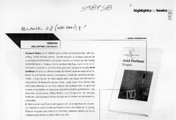 Terapia  [artículo] Javier Marticorena
