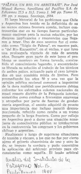 "Palena, un río, un arbitraje"