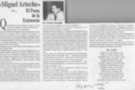 Miguel Arteche, el poeta de la existencia  [artículo] Ernesto Massiglio.