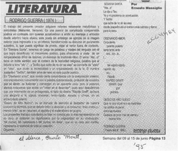 Rodrigo Guerra  [artículo] Ernesto Massiglio.