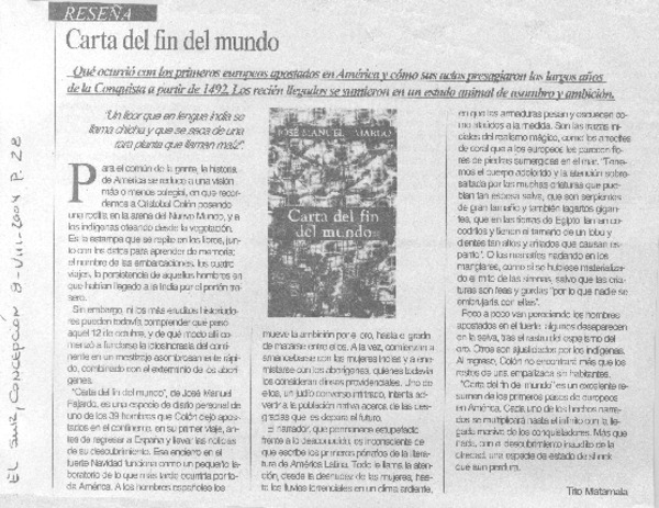 Carta del fin del mundo