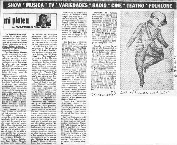 Mi platea  [artículo] Wilfredo Mayorga.
