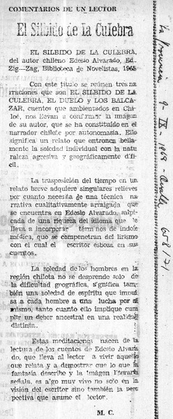 El Silbido de la culebra  [artículo] M. C.