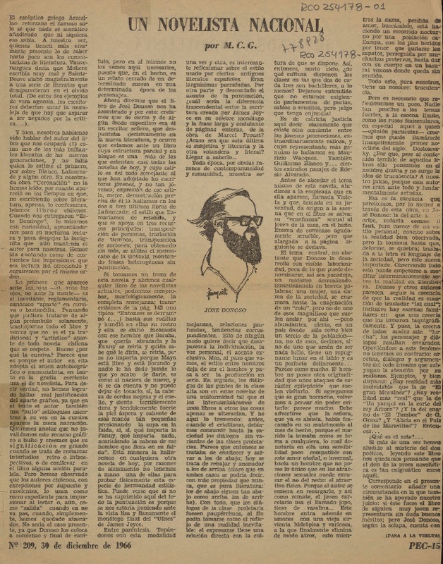 Un novelista nacional  [artículo] M. C. G.