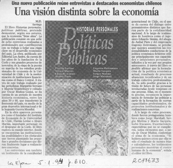Una visión distinta sobre la economía  [artículo] M. D.