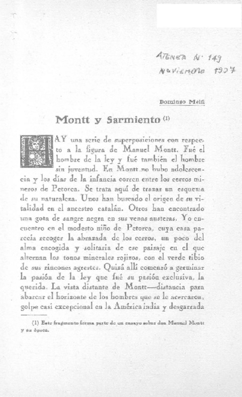 Montt y Sarmiento  [artículo] Domingo Melfi.