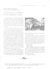 Corona de Laureles para Enrique Volpe  [artículo] María Cristina Menares.