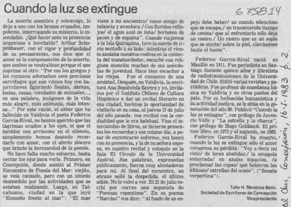 Cuando la luz se extingue