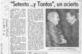 "Setenta y -- tantos", un acierto  [artículo] Sonnia Mendoza.