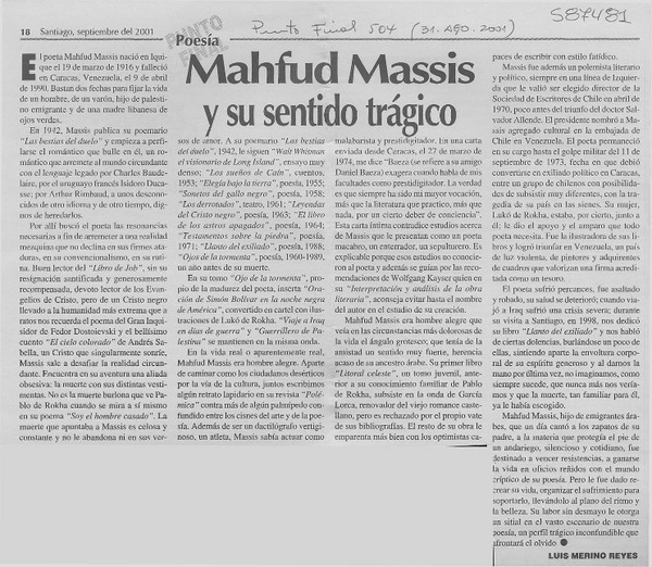 Mahfud Massis y su sentido trágico