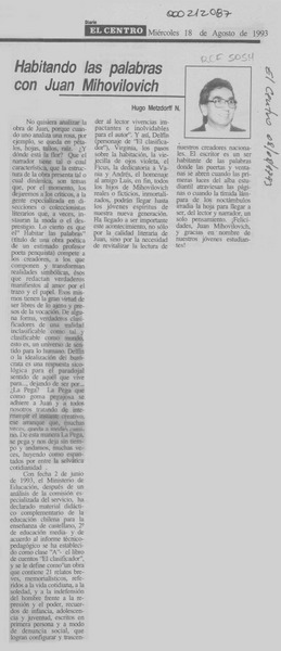 Habitando las palabras con Juan Mihovilovic