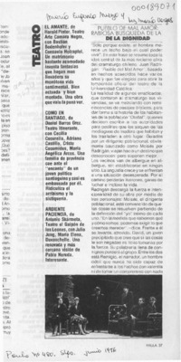 Pueblo del mal amor, rabiosa búsqueda de la dignidad  [artículo] María Eugenia Meza [y] Luz María Vargas.