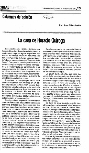 La casa de Horacio Quiroga