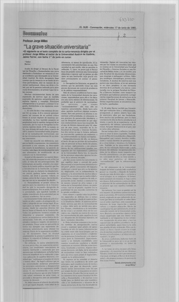 La grave situación universitaria