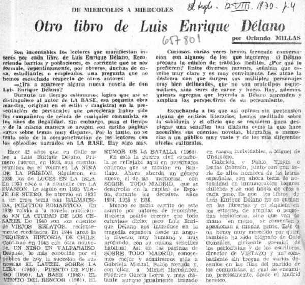 Otro libro de Luis Enrique Délano  [artículo] Orlando Millas.