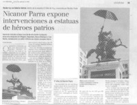 Nicanor Parra expone intervenciones a estatuas de héroes patrios.