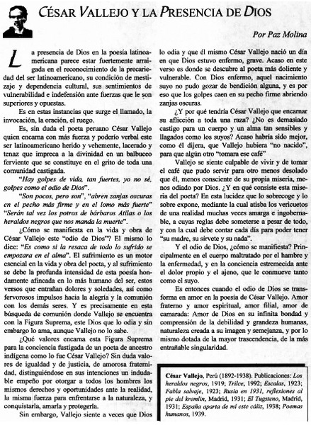 César Vallejo y la presencia de Dios