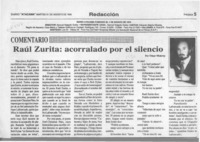 Raúl Zurita, acorralado por el silencio  [artículo] Omar Monroy.