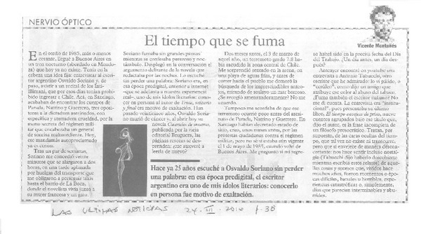El tiempo que se fuma  [artículo] Vicente Montañés.
