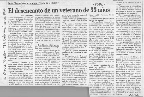 El desencanto de un veterano de 33 años  [artículo] Luisa Ulibarri.