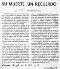 Su muerte, un recuerdo  [artículo] Juan Montecino Parra.