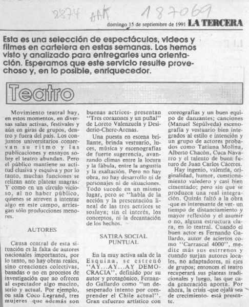 Arriba el telón  [artículo] Yolanda Montecinos.