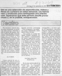 Arriba el telón  [artículo] Yolanda Montecinos.