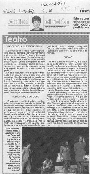 Hasta que la muerte nos una  [artículo] Yolanda Montecinos.