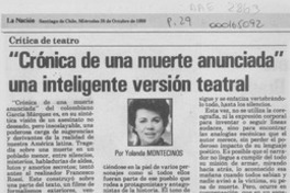"Crónica de una muerte anunciada" una inteligente versión teatral