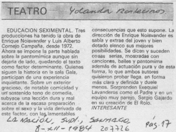 "Educación seximental"