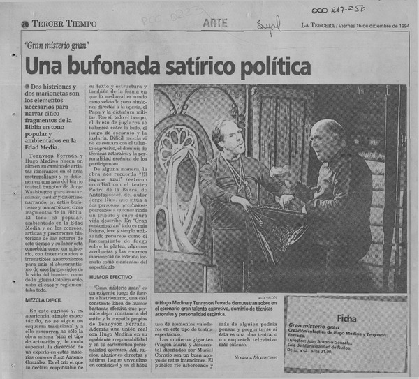 Una bufonada satírico política  [artículo] Yolanda Montecinos.
