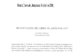 Presentación del libro El amor insecto