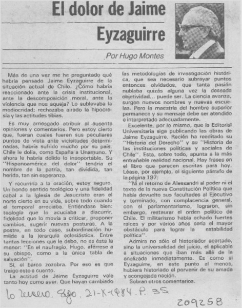 El dolor de Jaime Eyzaguirre