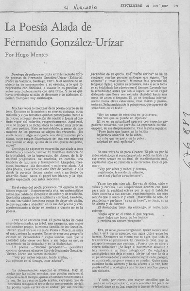La poesía alada de Fernando González-Urízar