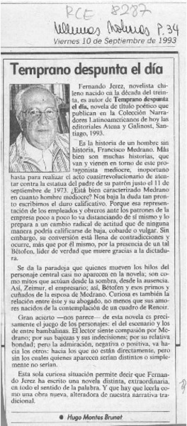 Temprano despunta el día  [artículo] Hugo Montes Brunet.