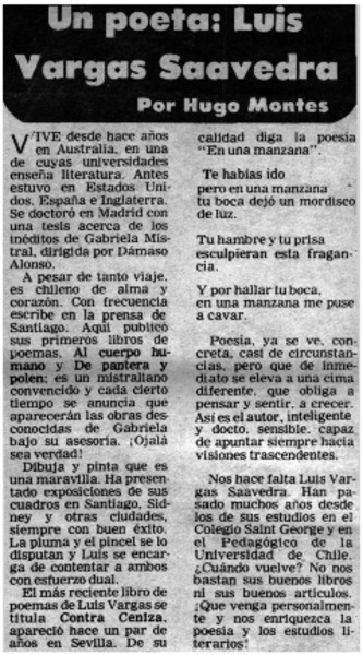 Un poeta: Luis Vargas Saavedra