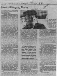 Hasta siempre, poeta  [artículo] Manuel Montt Balmaceda.
