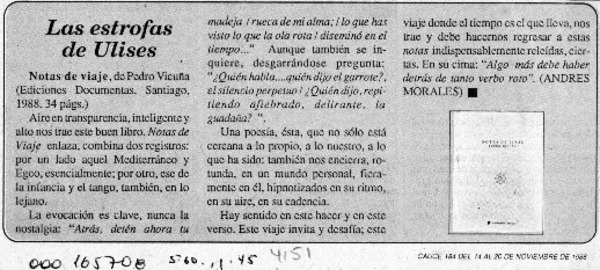 Las Estrofas de Ulises  [artículo] Andrés Morales.