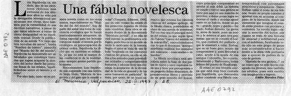 Una fábula novelesca  [artículo] Eddie Morales Piña.