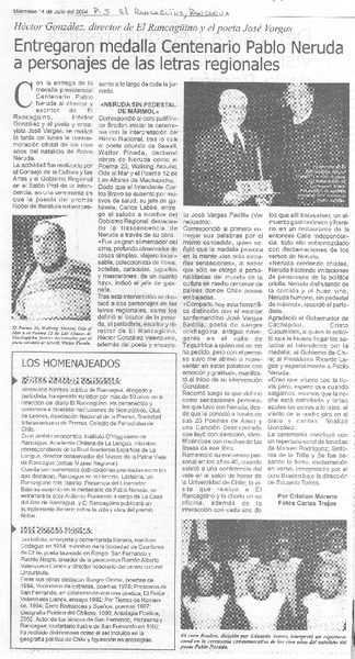 Entregaron medalla Centenario Pablo Neruda a personajes de las letras regionales