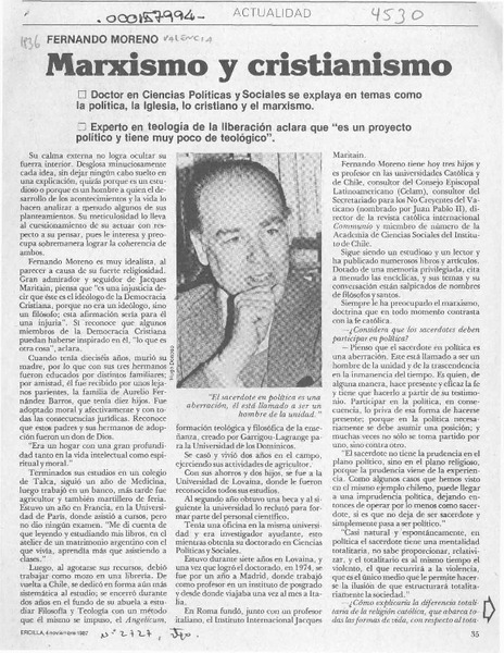 Marxismo y cristianismo  [artículo] Magdalena Silva.