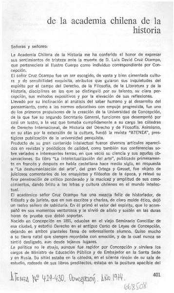 De la Academia Chilena de la Historia