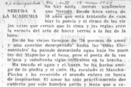 Neruda a la academia