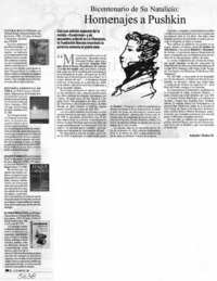 Bicentenario de su natalicio: Homenajes a Pushkin