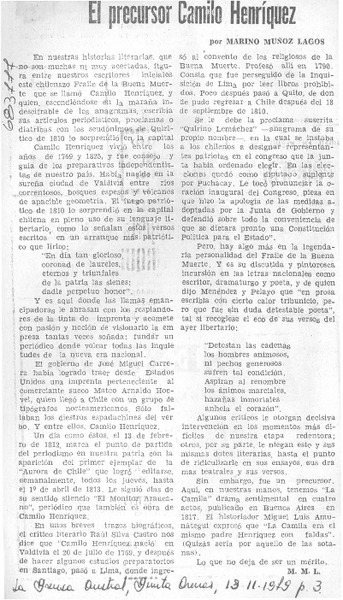 El precursor Camilo Henríquez