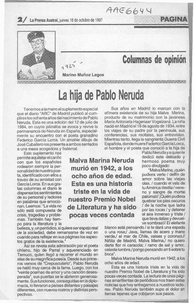 La hija de Pablo Neruda