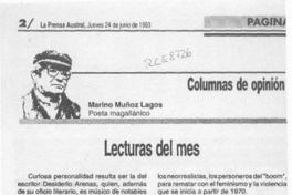 Lecturas del mes  [artículo] Marino Muñoz Lagos.