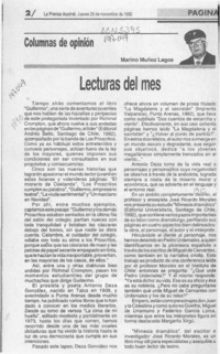 Lecturas del mes  [artículo] Marino Muñoz Lagos.